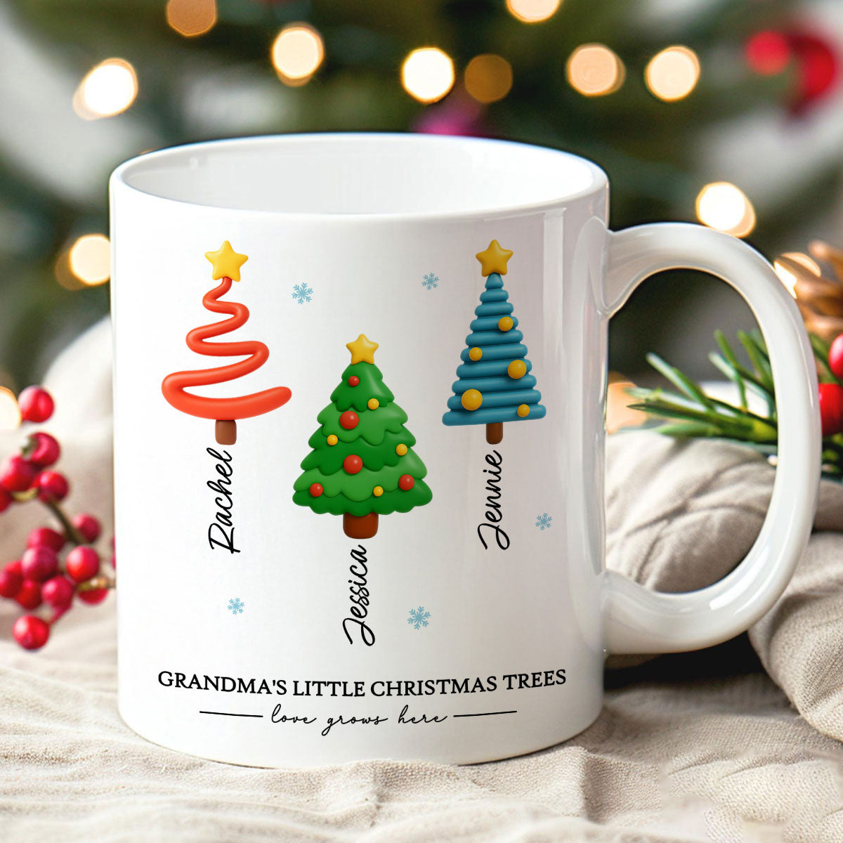 Grandma's Little Christmas Trees - Personalized Mug - Unique Christmas Gift For Grandma, Grandkids, Family
