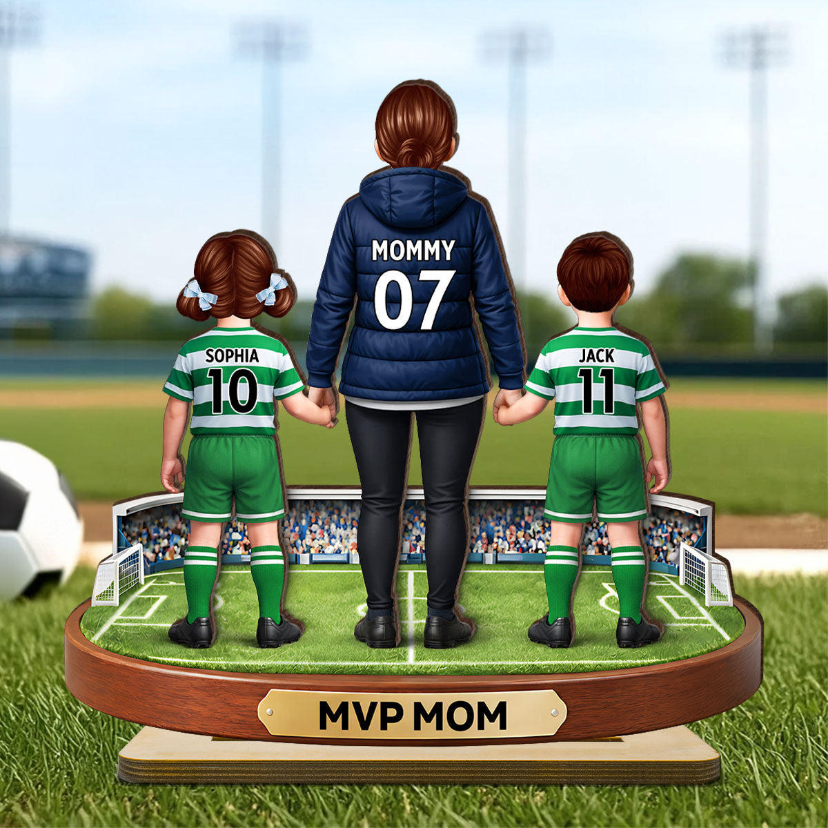 MVP Mom Soccer Mom And Kids - Personalized 2-Layered Wooden Plaque - Heartfelt Gift For Soccer Mom