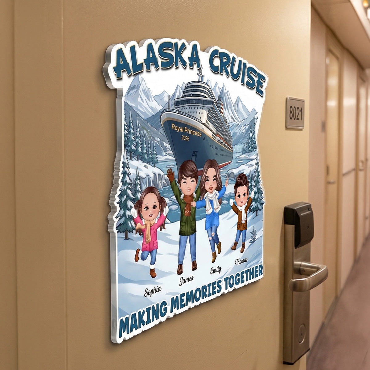 Alaska Cruise Happy Family - Personalized Cruise Cabin Door Magnet - Family Cruise Trip Keepsake