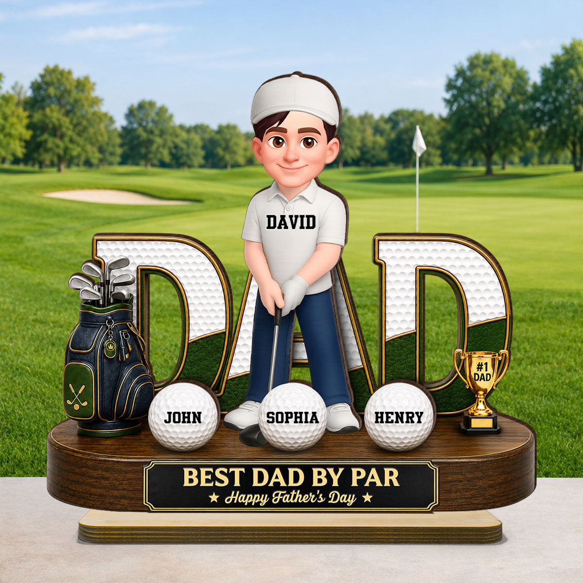 Golf Dad Legend Best Dad By Par - Personalized 2-Layered Wooden Plaque -  Gift For Dad
