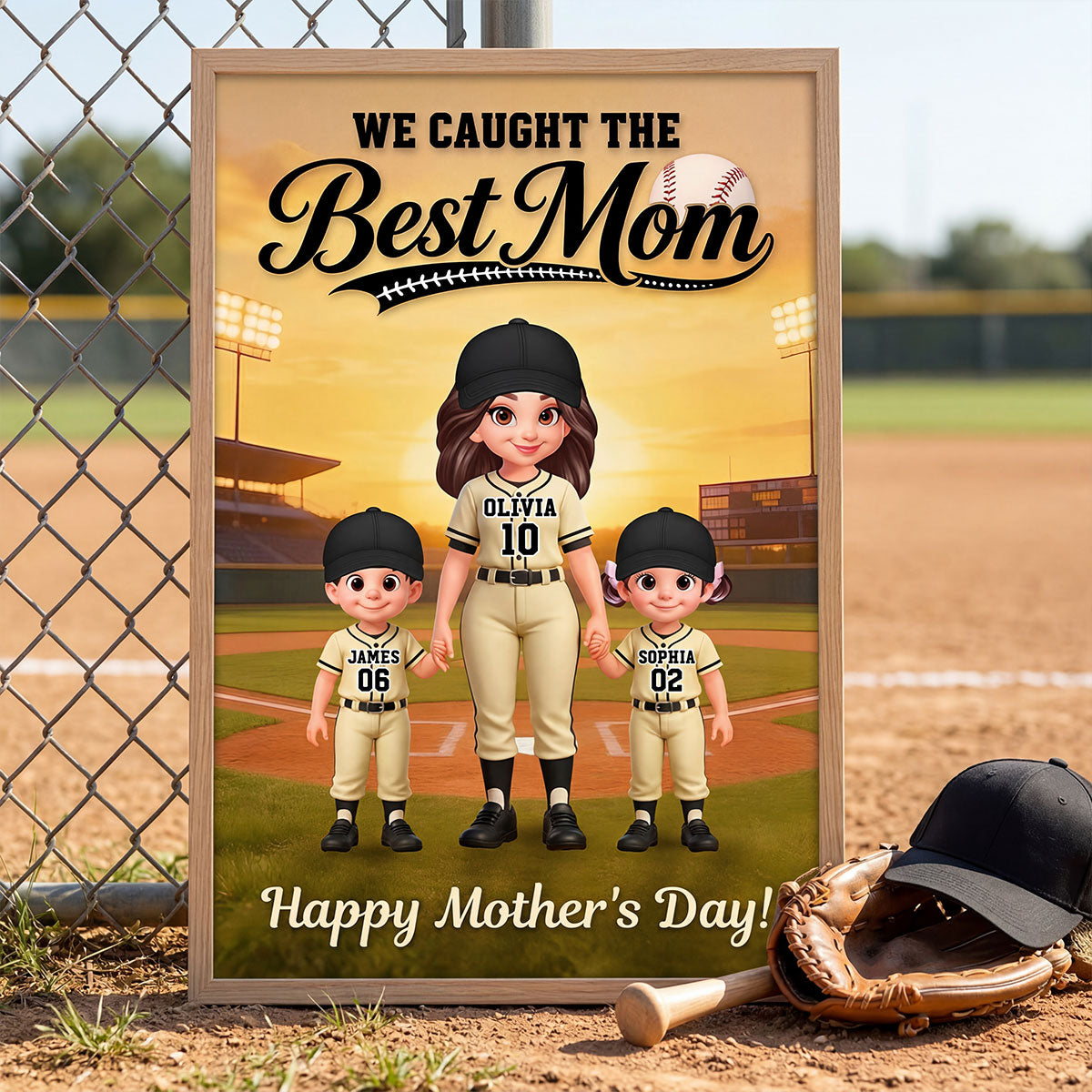 We Caught The Best Baseball Mom - Personalized Poster - Mother's Day Gift For Baseball Mom, Wife