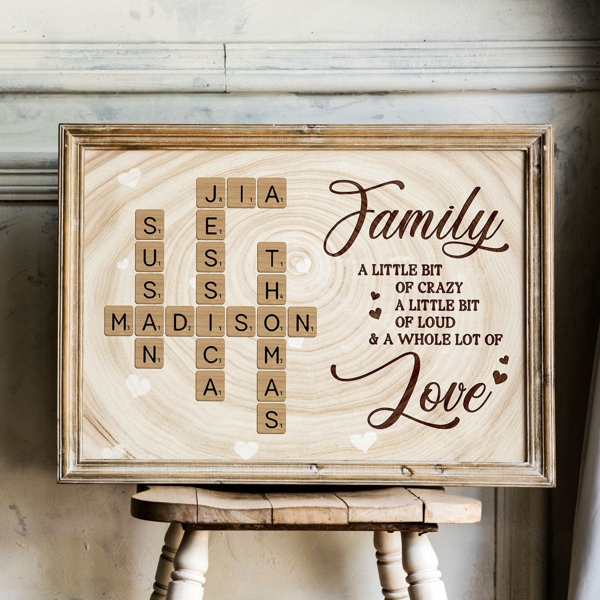 Family Crossword Wall Art A Whole Lot Of Love - Personalized Poster - Sentimental Gift for Loved Ones