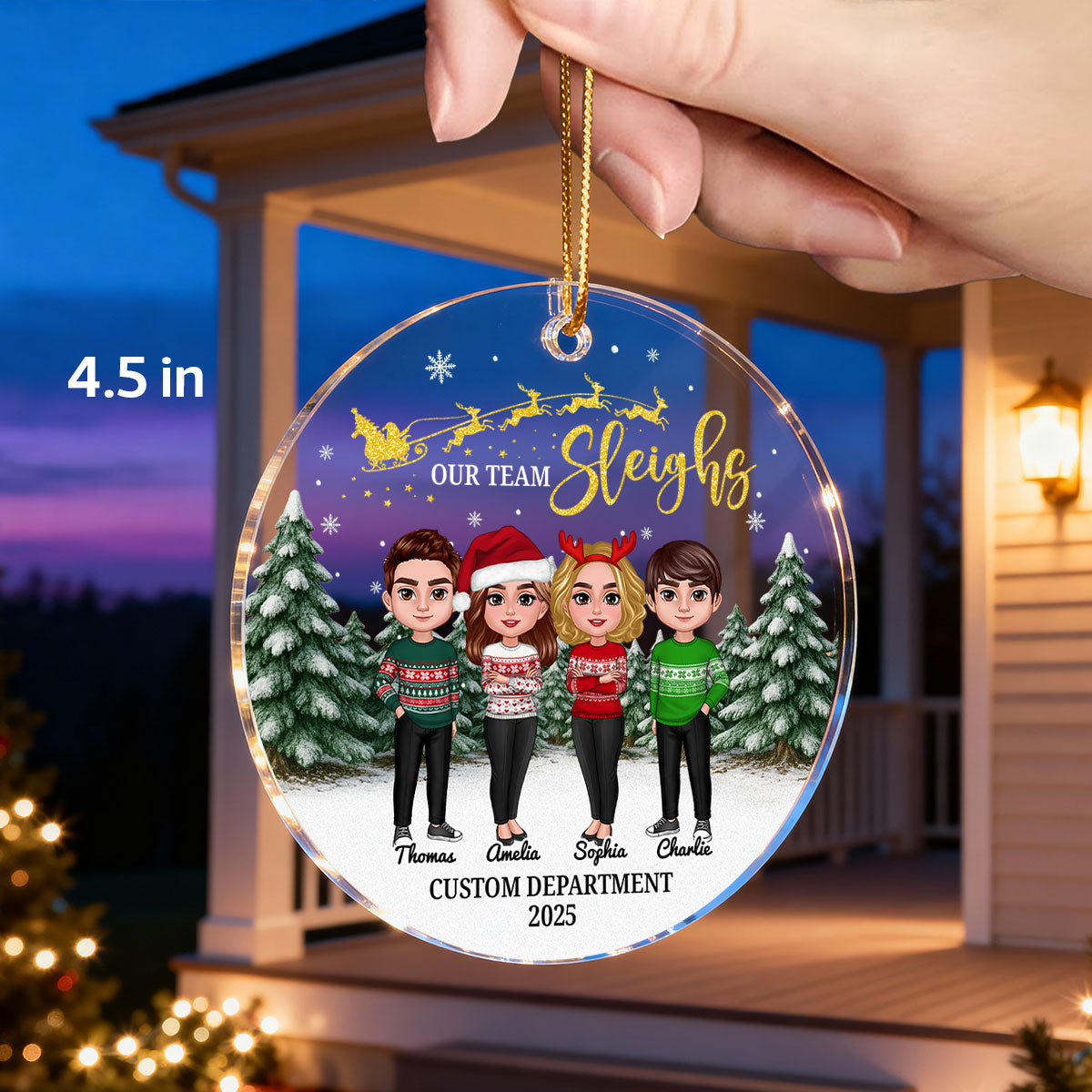 Our Team Sleighs Best Team Ever - Personalized Acrylic Ornament, Company Christmas Gift For Staff, For Employees