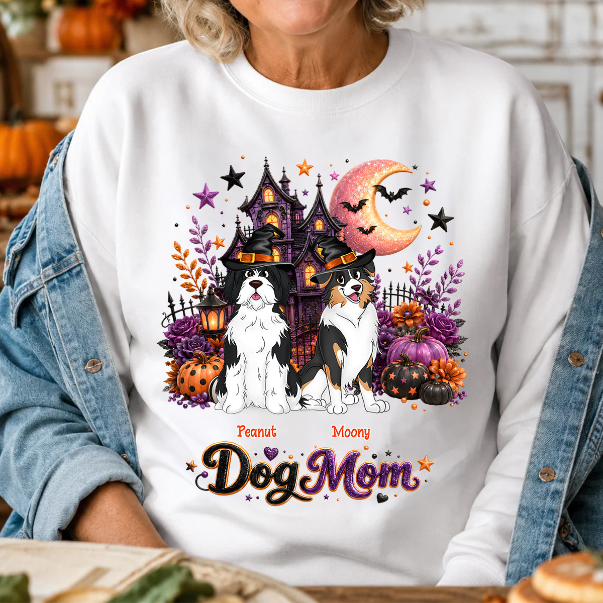 Dog Mom Spooky Haunted House Halloween - Personalized Shirt - Halloween Gift, Gift For Dog Lovers