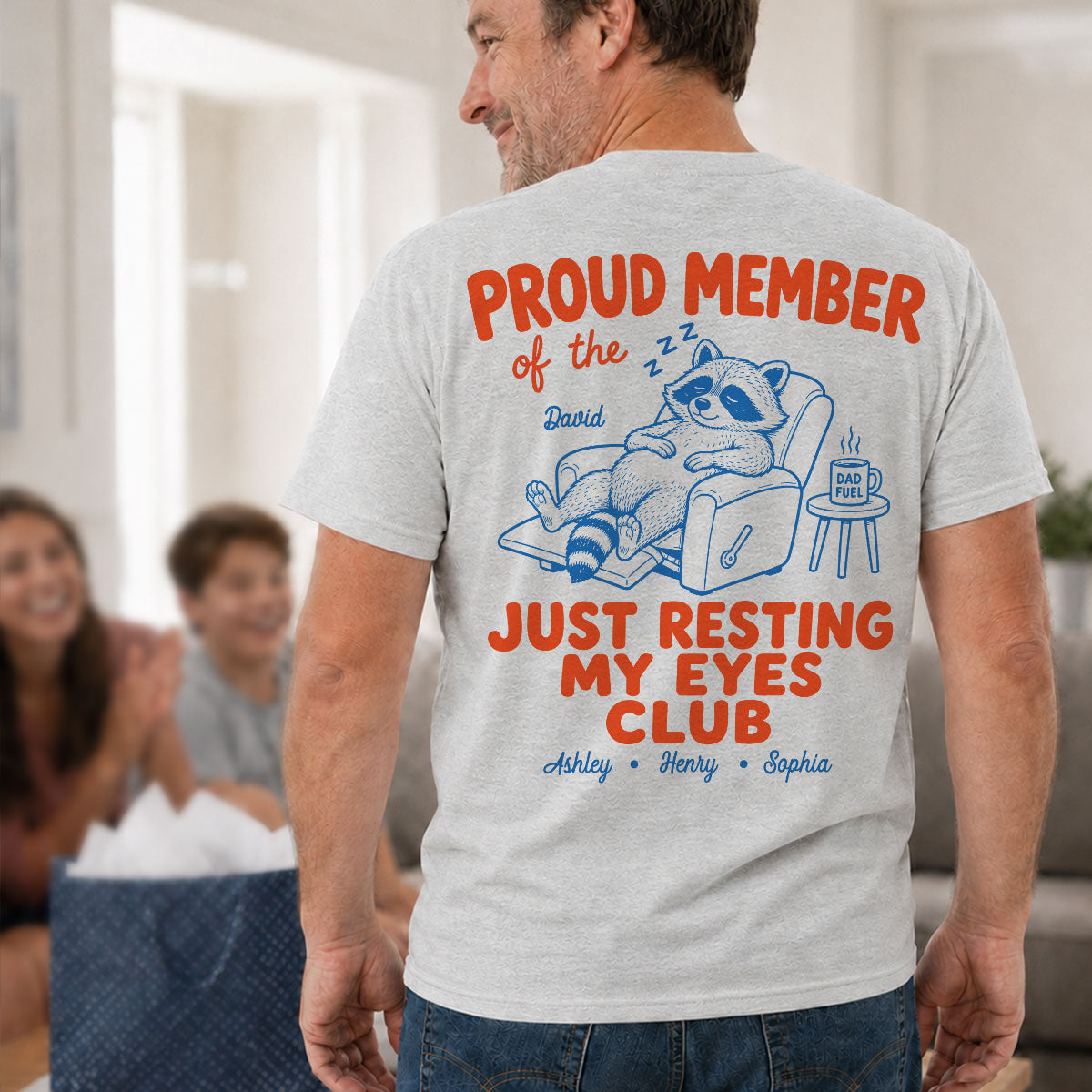 Retro Funny Raccoon Dad - Just Resting My Eyes Club - Personalized Shirt - Father's Day Gift for Dad, Grandpa
