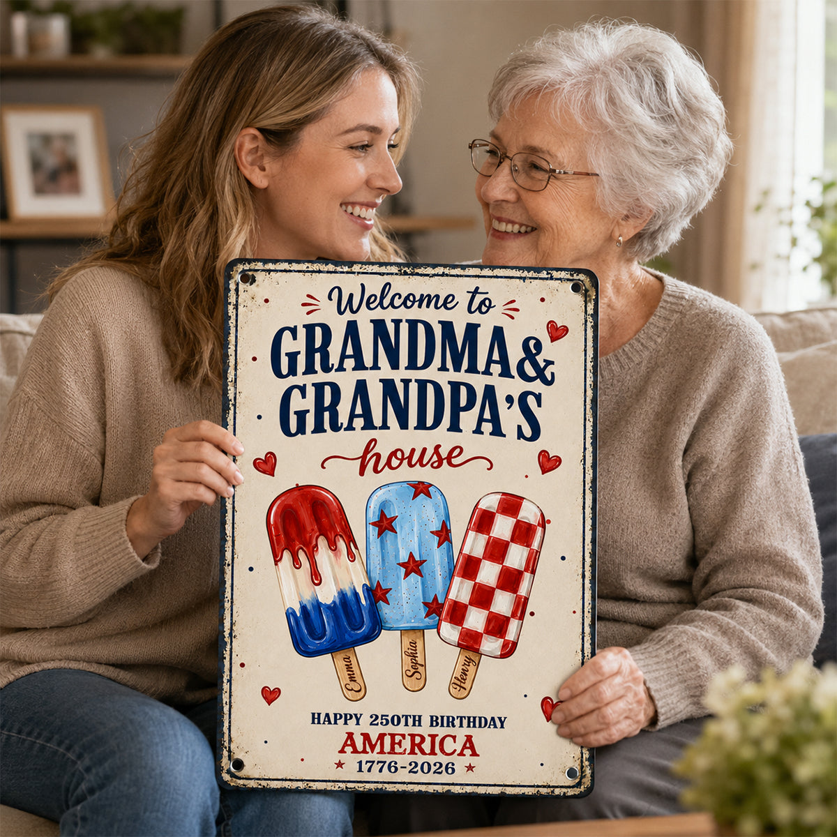 Welcome to Grandma Grandpa's House, 250th Anniversary - Personalized Metal Sign - Summer Decor