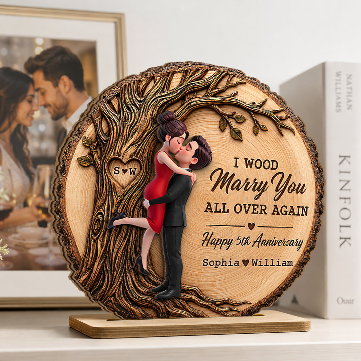 I Would Marry You All Over Again - Personalized 2-Layered Wooden Plaque - Couple Anniversary Gift for Her, for Him