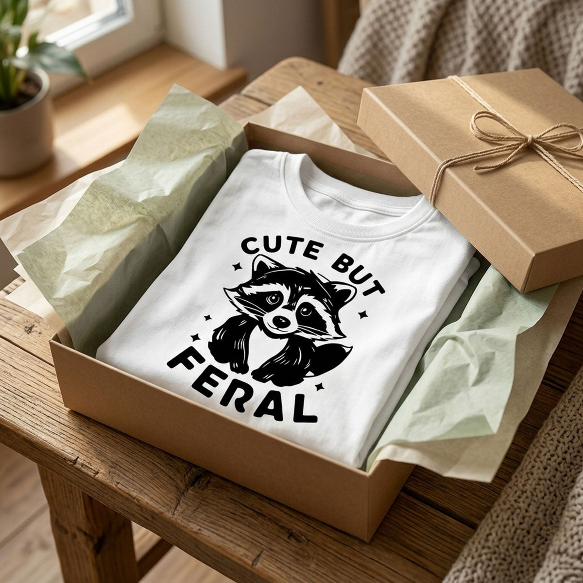 Cute But Feral Raccoon Funny Shirt For Kid