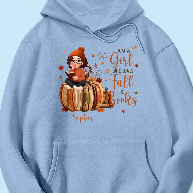 All Booked For Fall Girl Reading Book On Fall Book Pumpkin - Personalized Shirt - Fall Season Gift For Book Lover