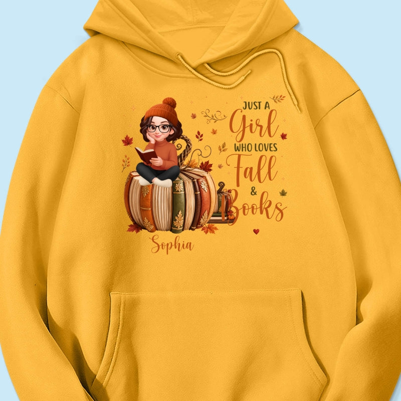 All Booked For Fall Girl Reading Book On Fall Book Pumpkin - Personalized Shirt - Fall Season Gift For Book Lover
