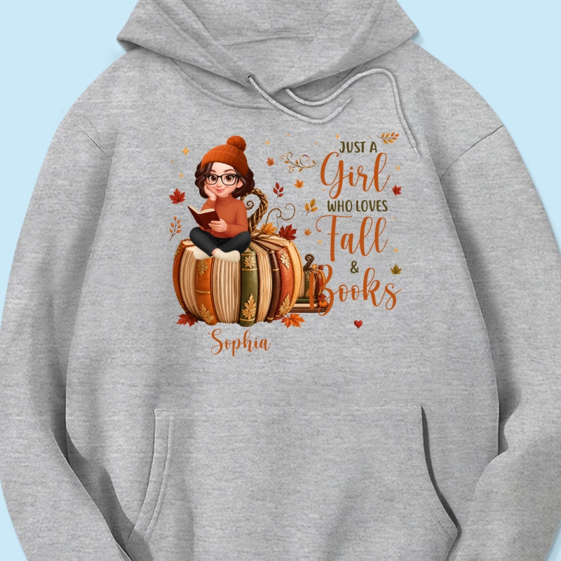 All Booked For Fall Girl Reading Book On Fall Book Pumpkin - Personalized Shirt - Fall Season Gift For Book Lover