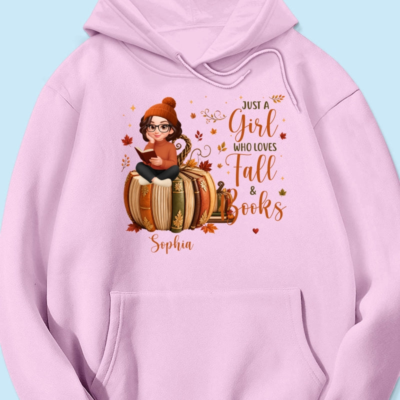 All Booked For Fall Girl Reading Book On Fall Book Pumpkin - Personalized Shirt - Fall Season Gift For Book Lover