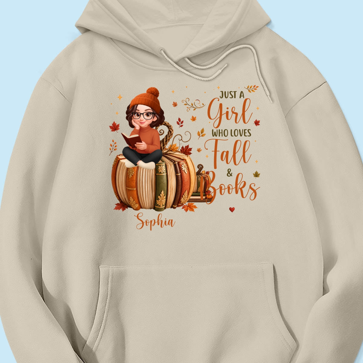 All Booked For Fall Girl Reading Book On Fall Book Pumpkin - Personalized Shirt - Fall Season Gift For Book Lover