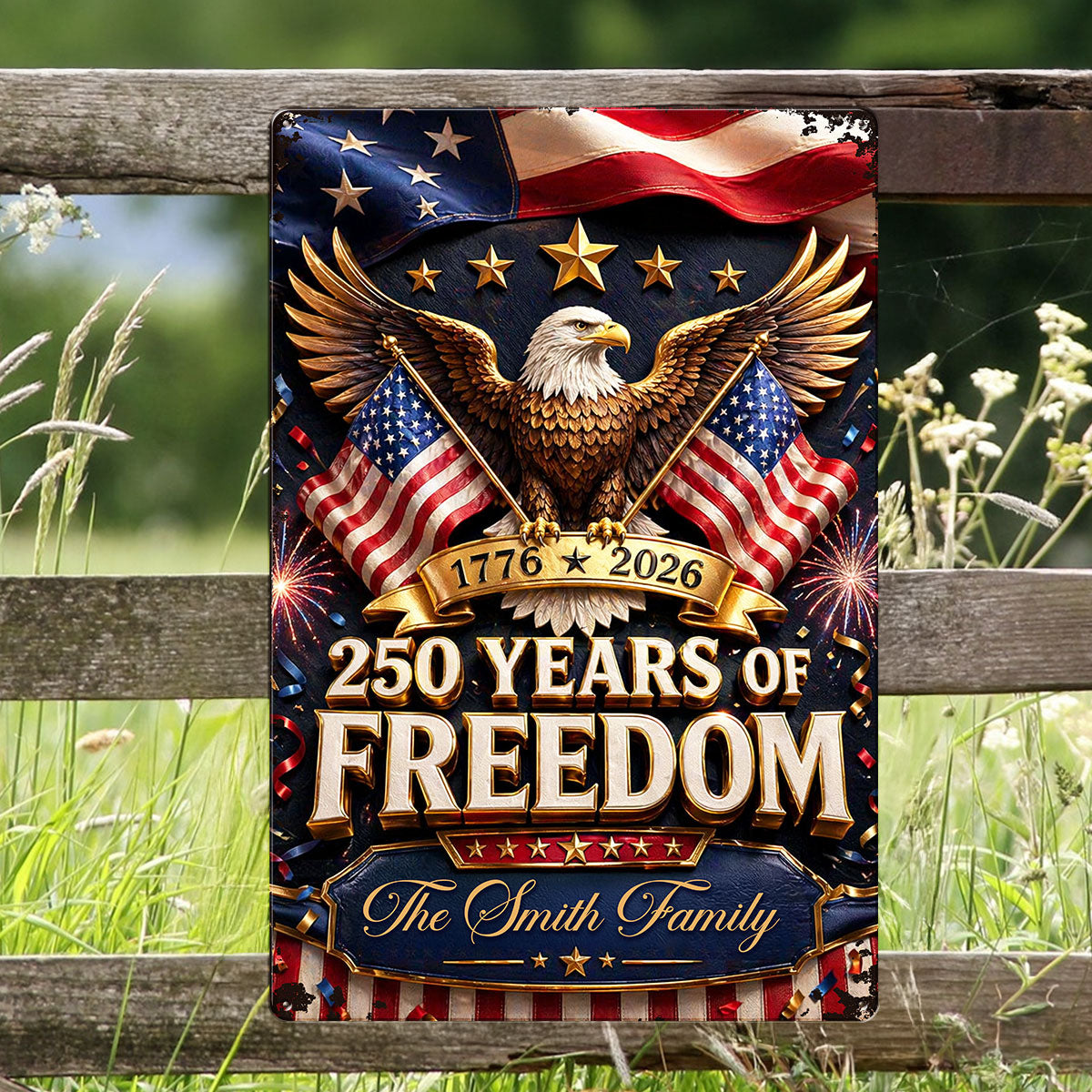 Proud 250th Anniversary America Patriotic - Personalized Metal Sign - 250 Years of Freedom, Family Decoration