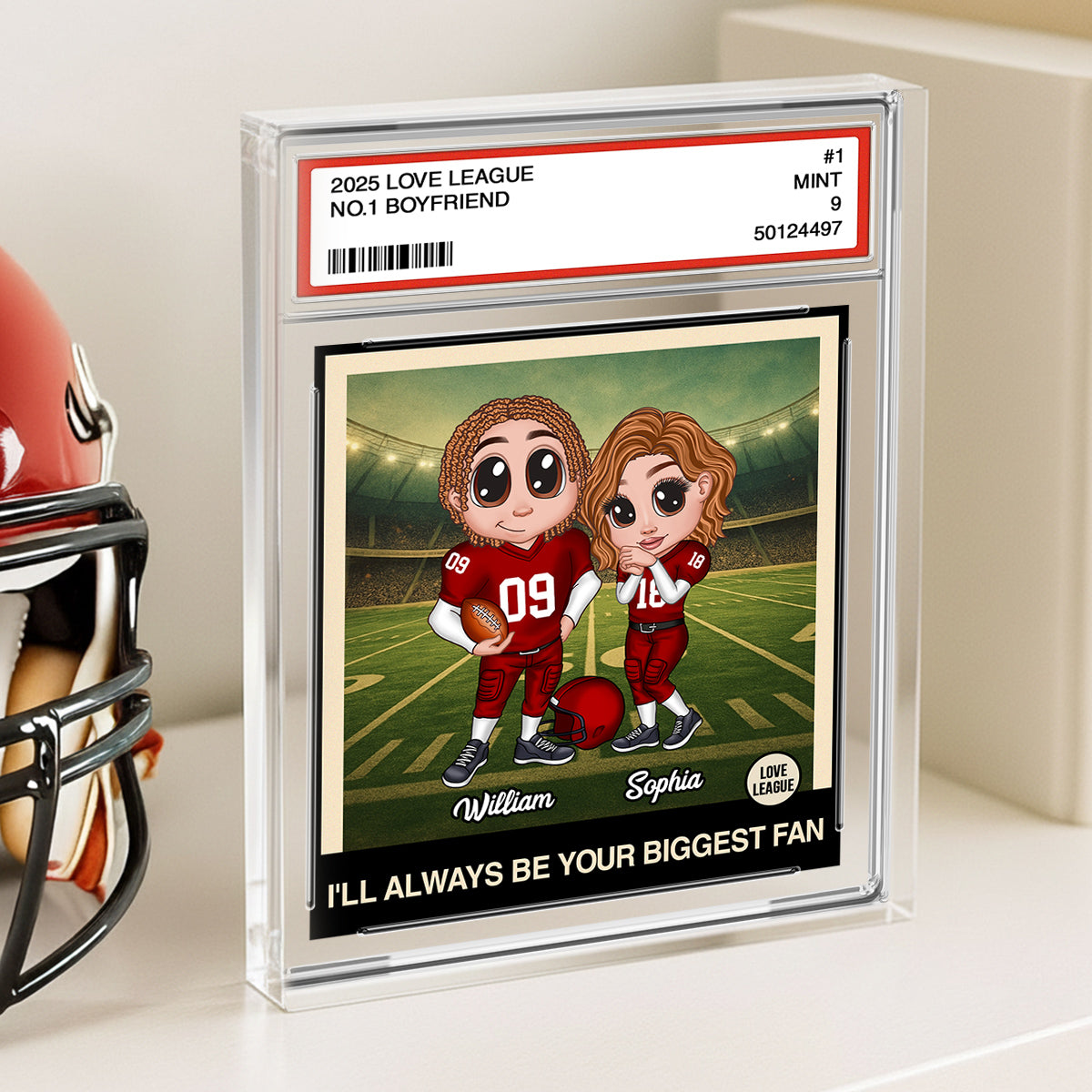 My Heart is on That Field Football Couple - Personalized Acrylic Block Plaque - Valentine's Day Gift for him, for her