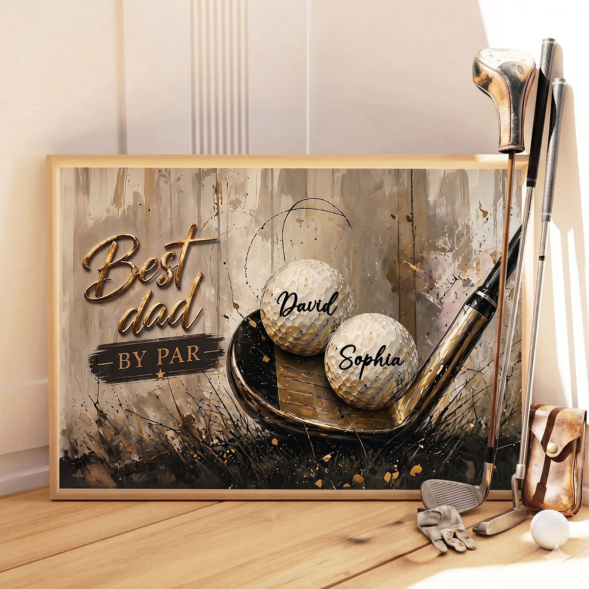 Best Golf Dad by Par - Personalized Poster - Father's Day Gift for Dad, Husband