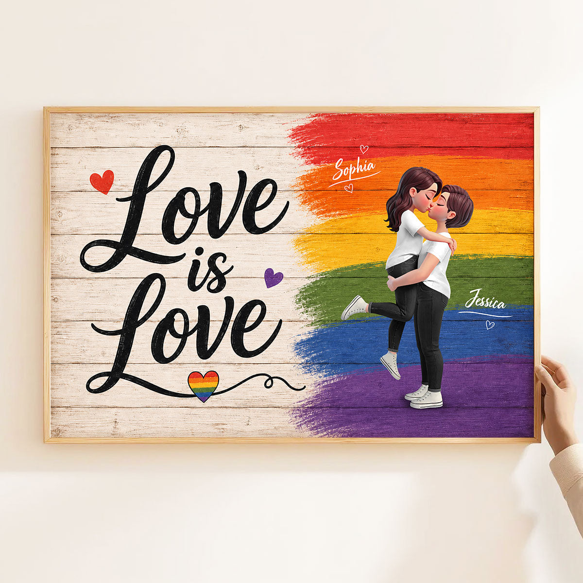 LGBT+ Couple Love Is Love - Personalized Poster - Gift For Couple, Happy Pride Month