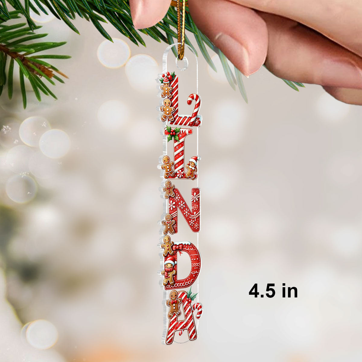Candy Cane Alphabet - Personalized Acrylic Ornament - Christmas Tree Decor