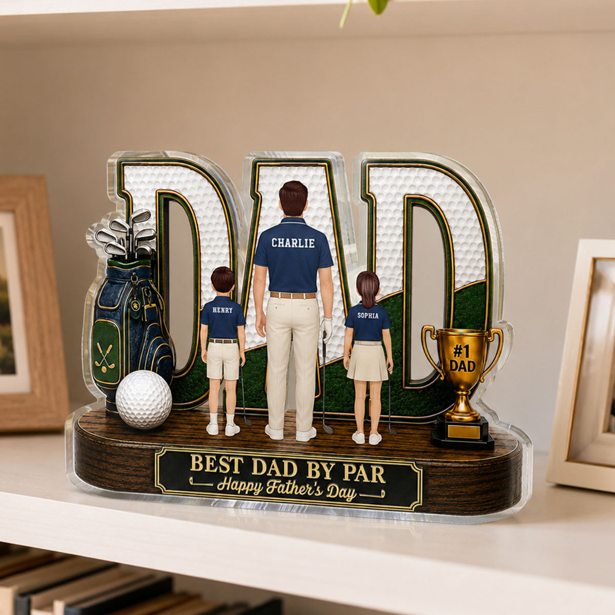 Golf Dad Legend Best Dad By Par - Personalized Acrylic Block Plaque - Unique Trending  Gift For Dad