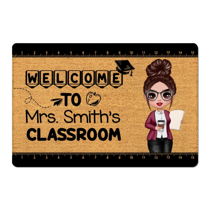 Welcome To Teacher Classroom Simple Personalized Doormat