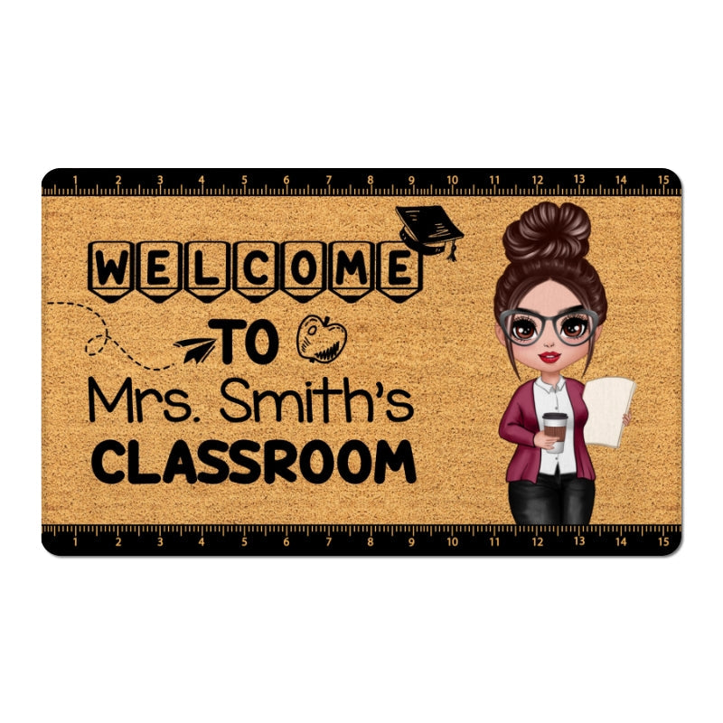 Welcome To Teacher Classroom Simple Personalized Doormat