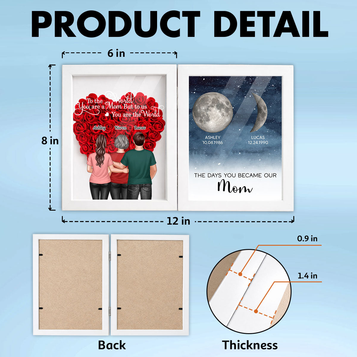 To Us You Are The World Mom - Personalized Flower Shadow Box - Heartfelt Gift For Mom