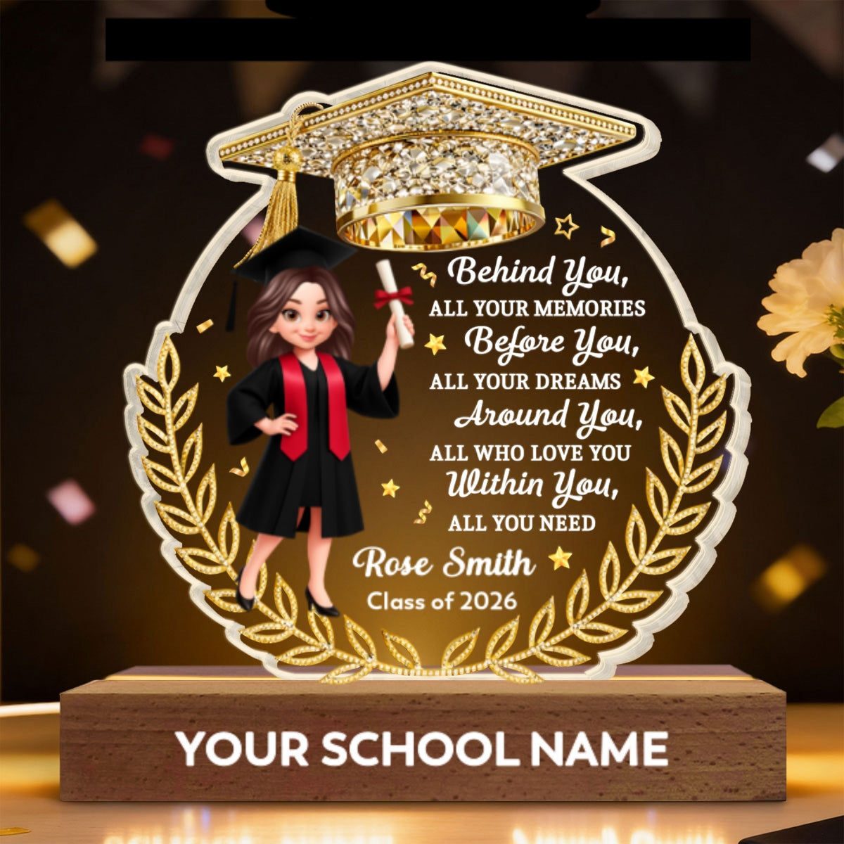 Before You All Your Dreams Graduation - Personalized Acrylic Block LED Night Light - Graduation Gift For Graduates, Daughter, Son