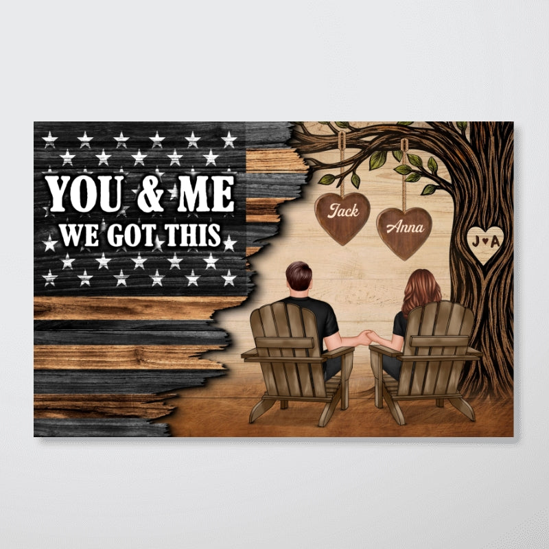 Forever Love Couple Under Tree Half Nation Flag - Personalized Poster - Valentine's Day Gift For Couple