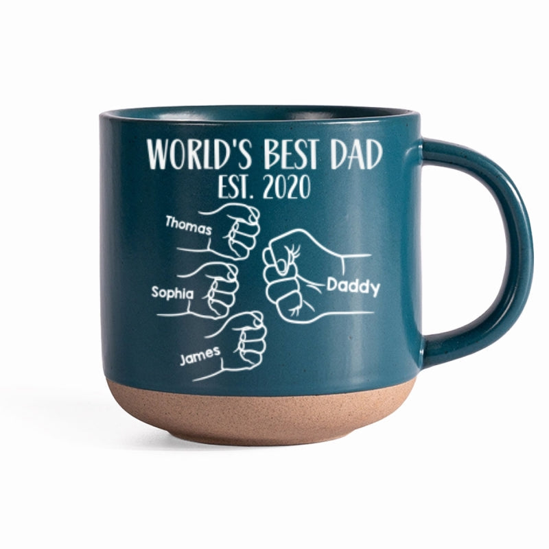 World's Best Dad Fist Bump - Personalized Pottery Mug - Gift For Dad