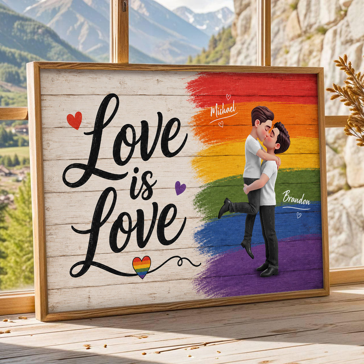 LGBT+ Couple Love Is Love - Personalized Poster - Gift For Couple, Happy Pride Month