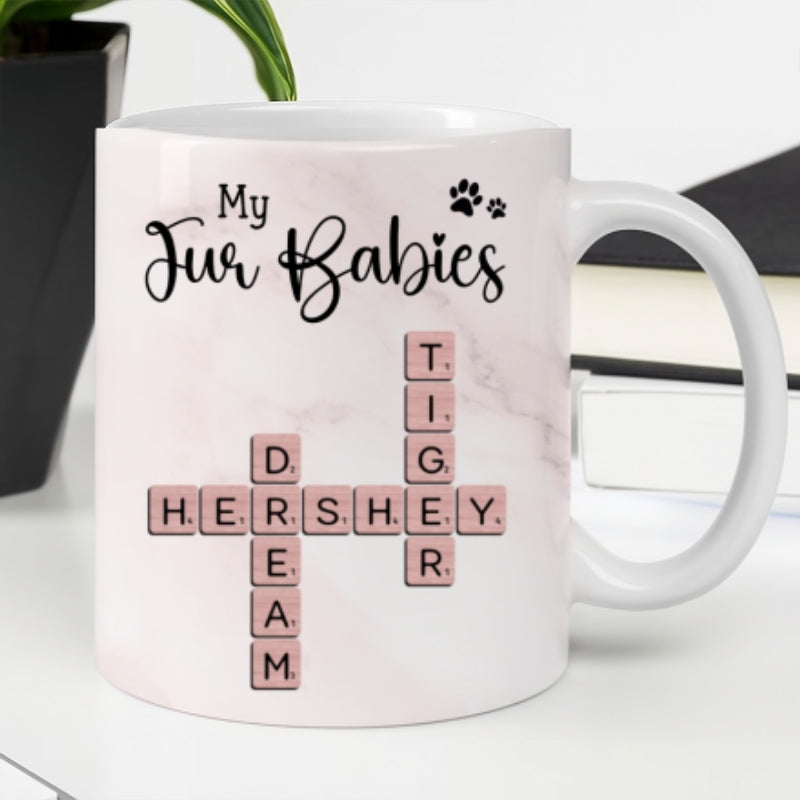 My Fur Babies Pets Crossword - Personalized Mug - Sentimental Gift for Pet Lovers, Dog Mom, Cat Mom