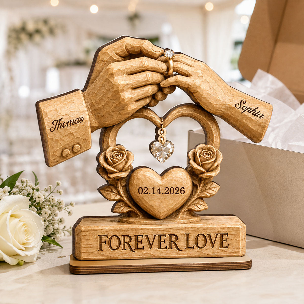 Couple Wedding Keepsake, Anniversary Gift - Personalized 2-Layered Wooden Plaque - Heartfelt Gift for Him, for Her