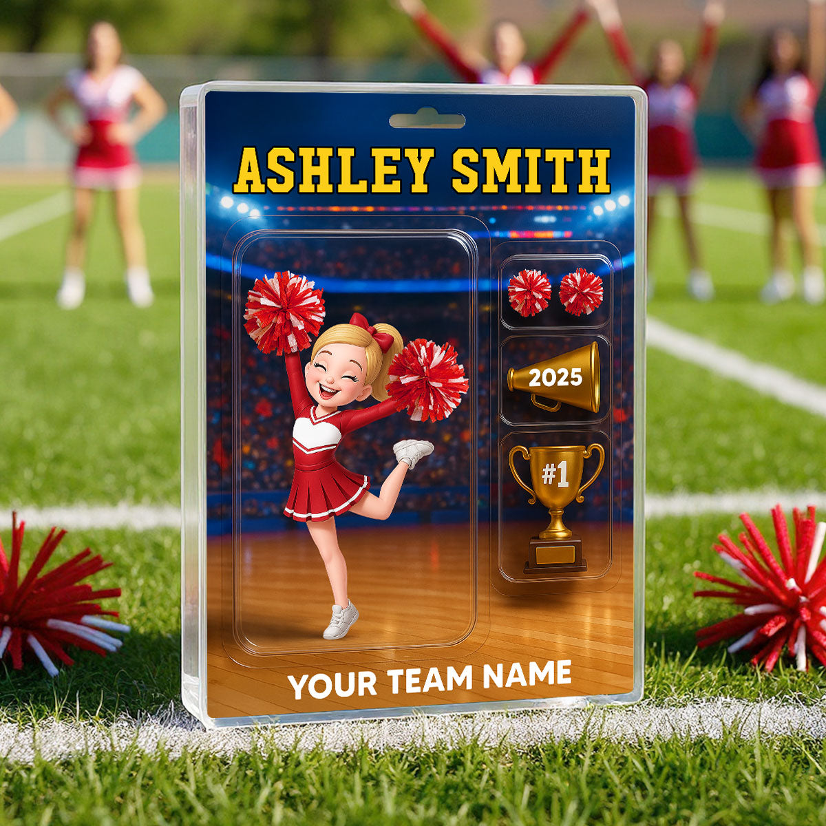 3D Effect Cheerleader Custom Figure Style Christmas - Personalized Acrylic Block Plaque - Christmas Gift For Cheerleaders