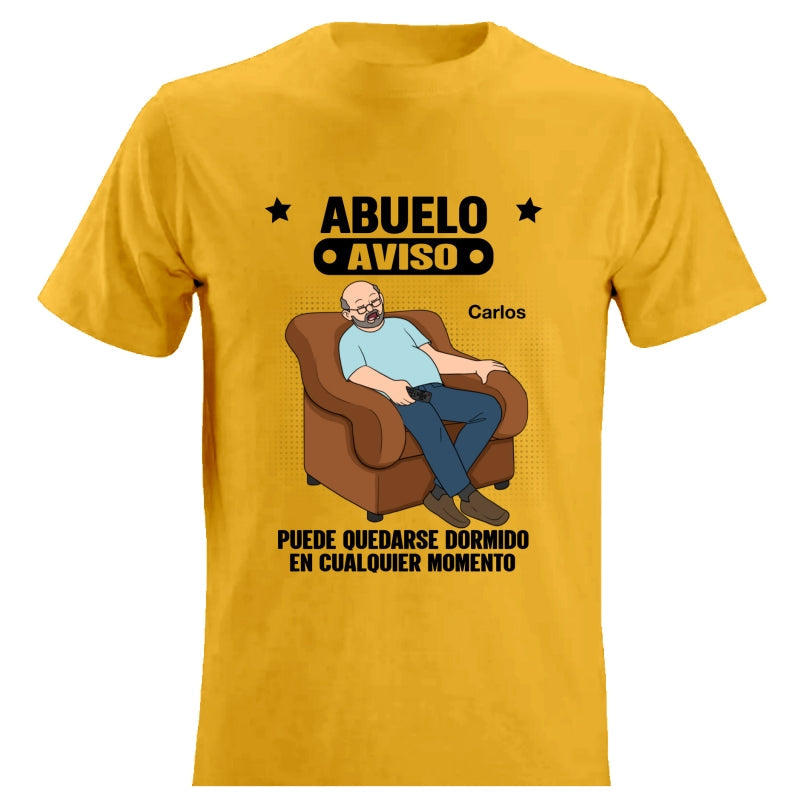 Abuelo Warning May Nap Suddenly At Any Time - Personalized Shirt - Spanish Version Funny Father's Day Gift For Husband, Dad, Grandpa