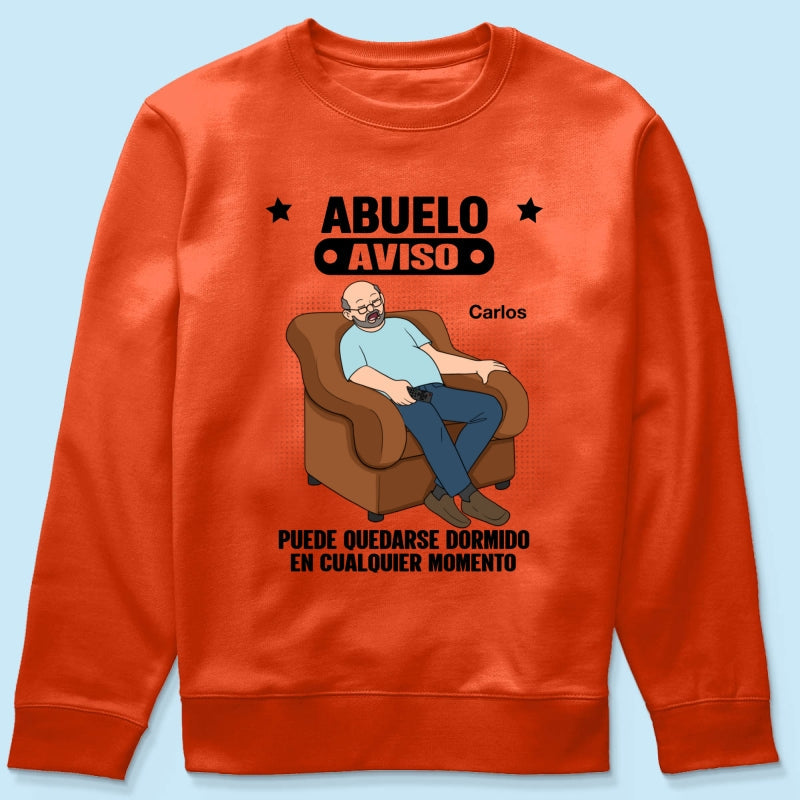 Abuelo Warning May Nap Suddenly At Any Time - Personalized Shirt - Spanish Version Funny Father's Day Gift For Husband, Dad, Grandpa