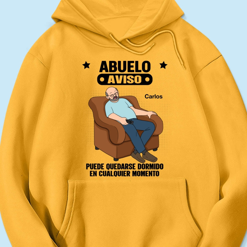 Abuelo Warning May Nap Suddenly At Any Time - Personalized Shirt - Spanish Version Funny Father's Day Gift For Husband, Dad, Grandpa