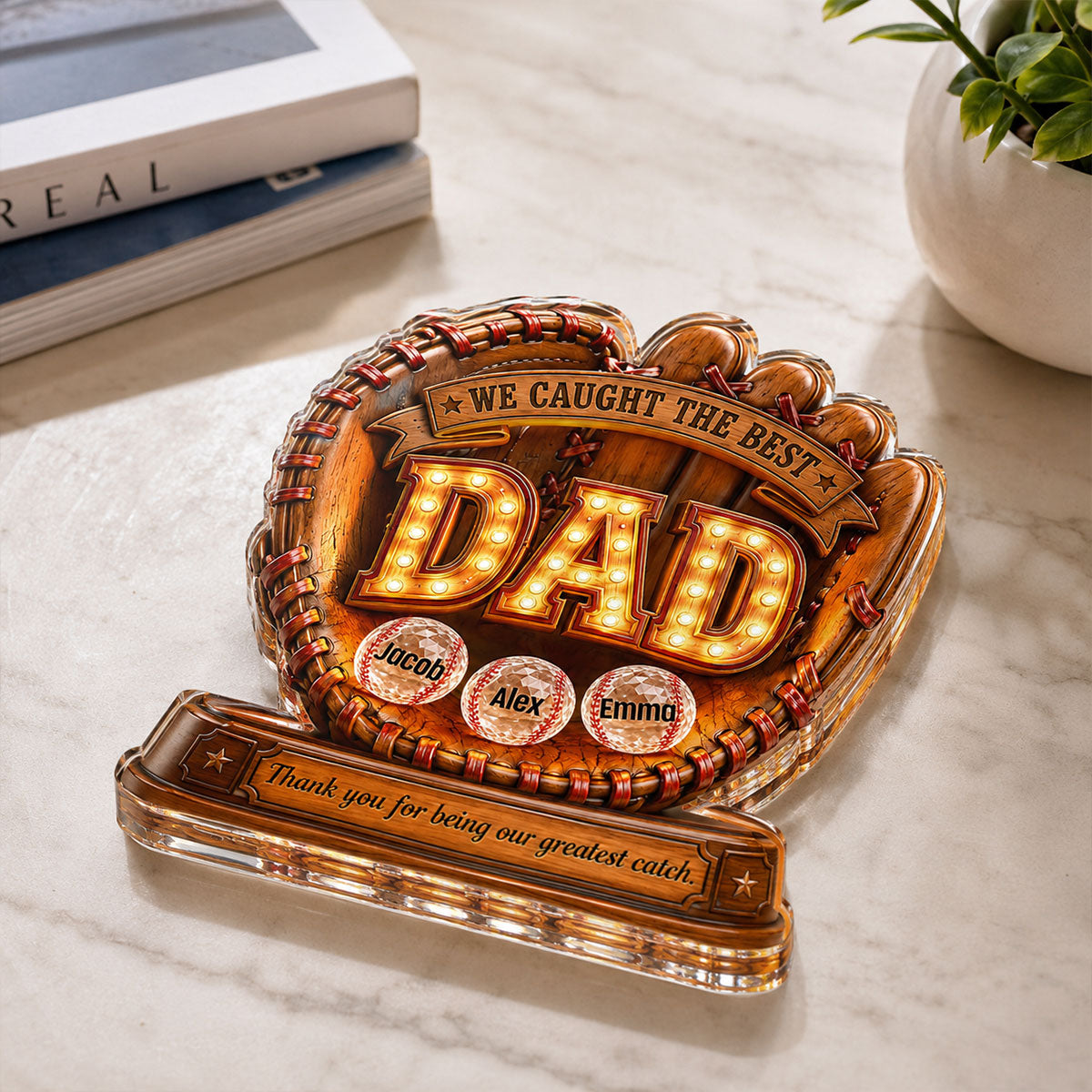 Great Baseball Dad - Personalized Acrylic Block Plaque -  Gift for Dad, Husband