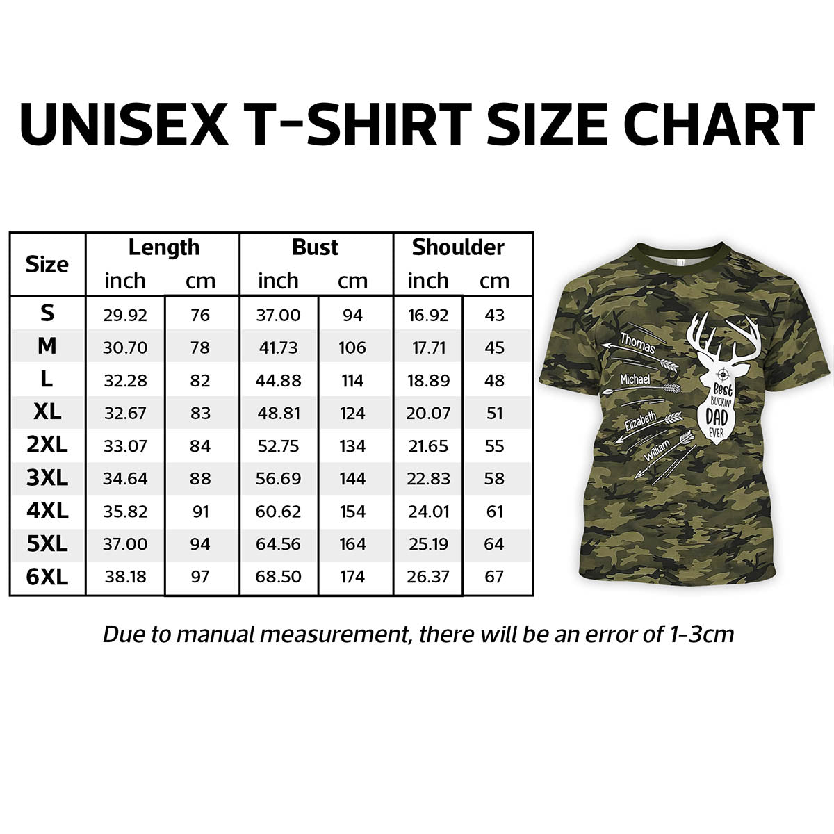 Best Buckin' Dad Grandpa Ever Kid Custom Name Camo Pattern - Personalized Shirt - Father's Day Gift For Hunting Dad