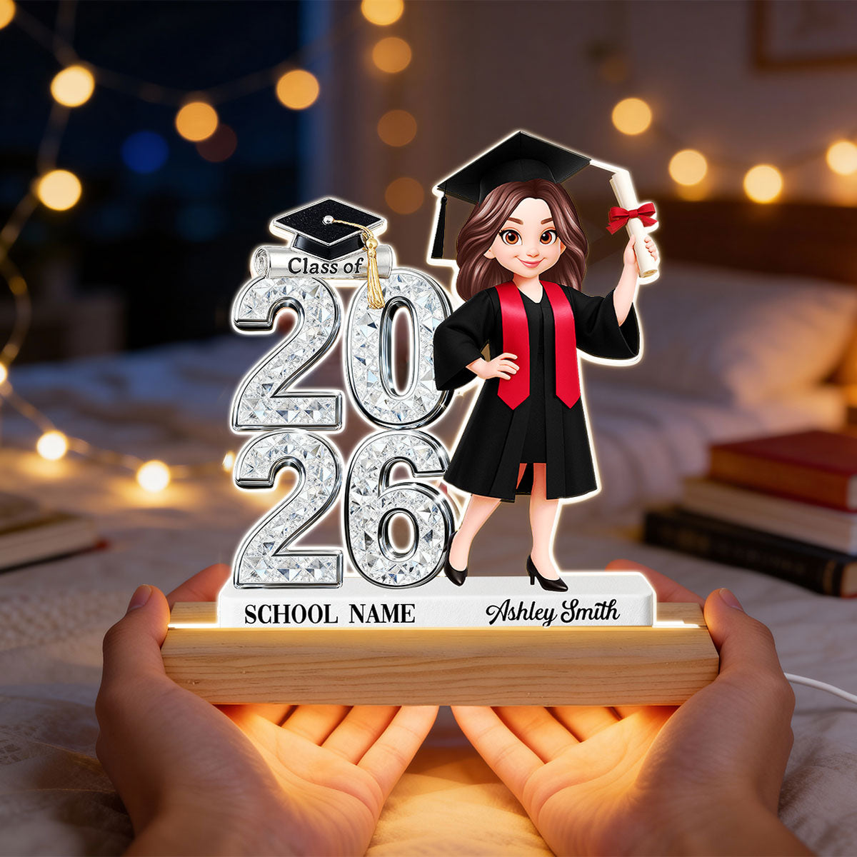Class Of 2026 2027 Senior - Personalized Acrylic Plaque LED Night Light - Graduation Gift For Graduates, Daughter