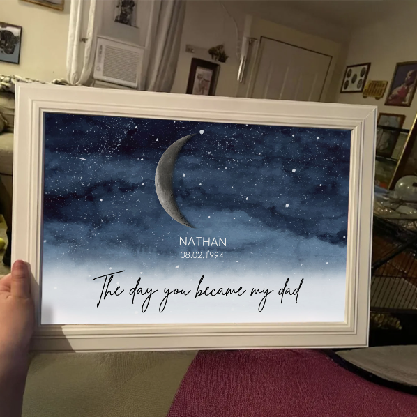 Starry Night The Day You Became MOM MUM Custom Title Nickname And Birth Moon Phase - Personalized Poster - Heartfelt Mother's Day Gift, Birthday Gift, For Mom, Wife, Grandma