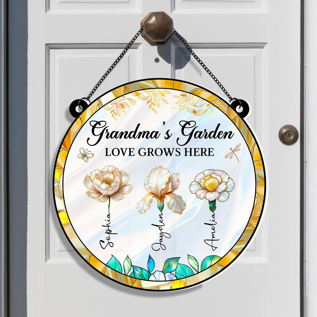 Grandma's Garden 3D Effect Birth Month Flowers - Personalized Suncatcher - Christmas, Birthday, Mother's Day Gift For Grandma