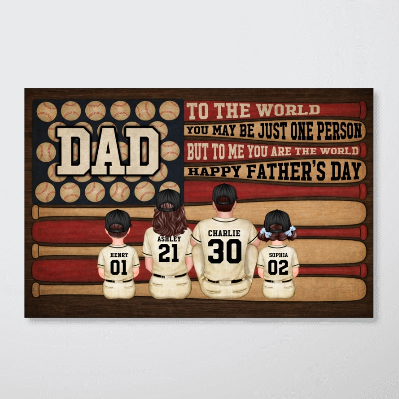 Baseball Nation Flag Dad Us You Are The World - Personalized Poster - Father's Day Gift For Baseball Dad