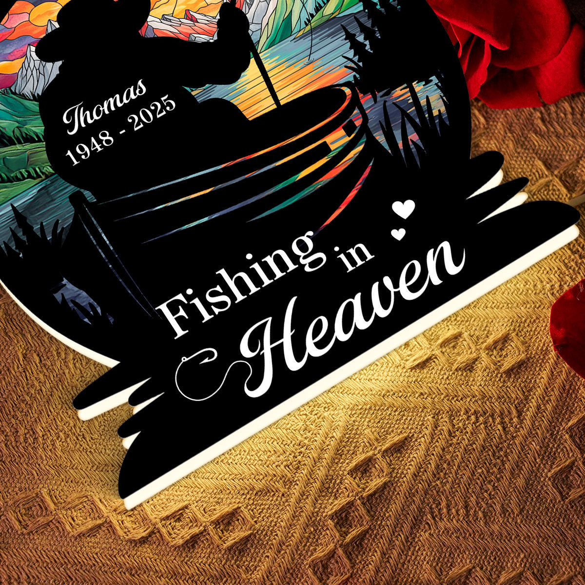 Fishing In Heaven Memorial - Personalized Light Box - Memorial Keepsake For Family