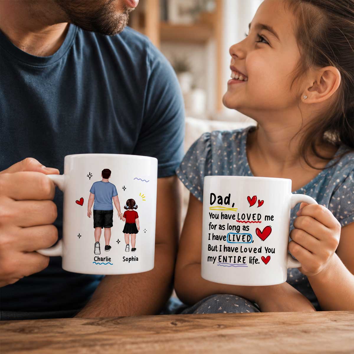Loved You My Entire Life Dad & Kids Walking - Personalized Mug - Father's Day Gift For Dad, Husband