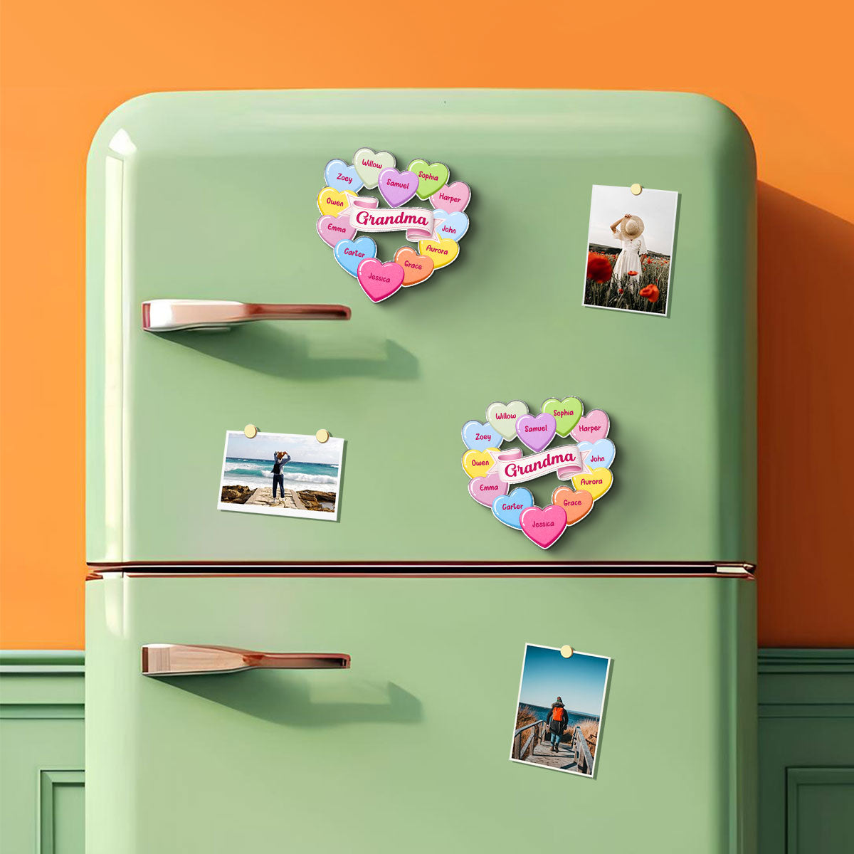 Grandma's Sweethearts Conversation Hearts Grandkids Names Valentine's Day - Personalized Acrylic Fridge Magnet