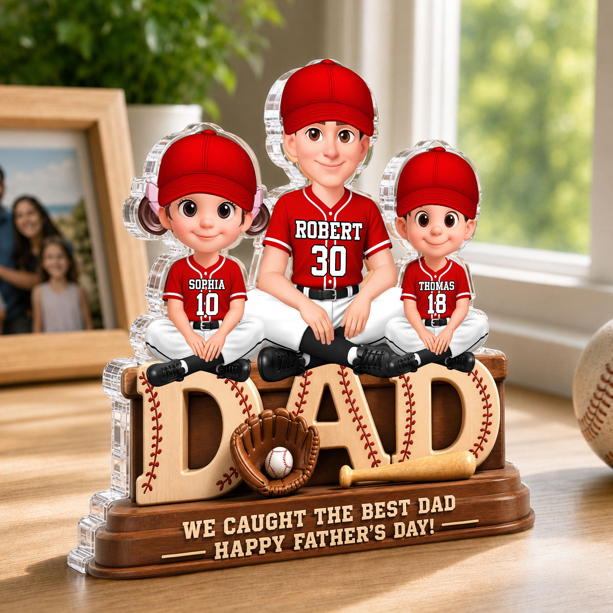 We Caught the Best Baseball Dad - Personalized Acrylic Block Plaque -  Gift for Dad, Husband