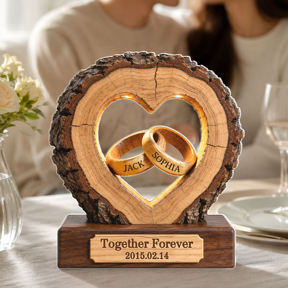 Together Forever Couple Anniversary 2D Flat Plaque - Personalized Acrylic Block Plaque - Heartfelt Gift for Her, for Him