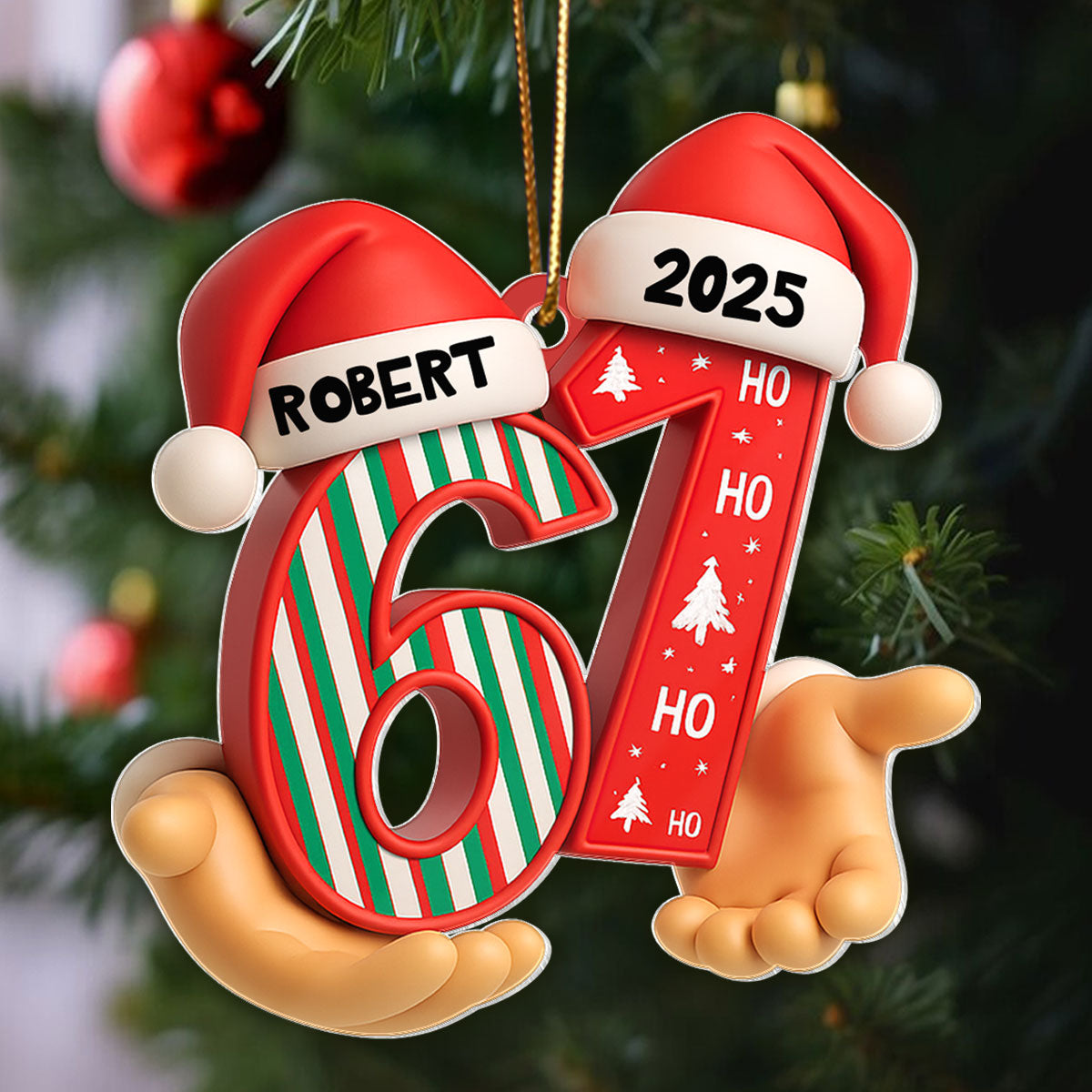 Custom Six Seven 3D Effect Pattern - Personalized Acrylic Ornament - Teen Slang Funny Tree Decor, Funny Teen Grandkid Gift