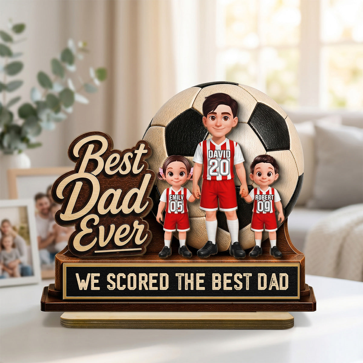 We Scored The Best Dad Soccer Dad & Kids - Personalized 2-Layered Wooden Plaque -  Gift For Soccer Dad, UK Football Dad