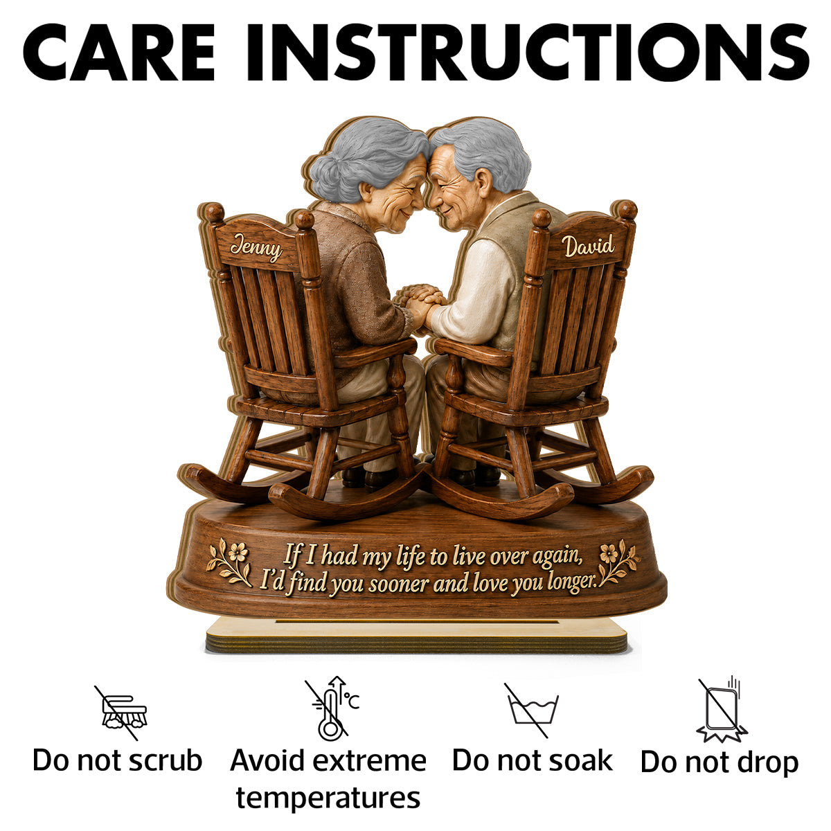 If I Had My Life to Live Again Growing Old Couple - Personalized 2-Layered Wooden Plaque - Anniversary Gift for Her, for Him